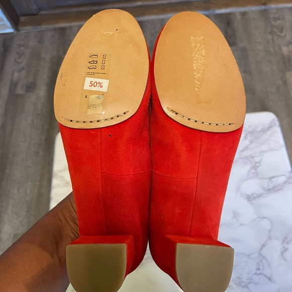 COS Dark Orange Suede Block Heel Round Toe Pumps 6 - Picture 11 of 13